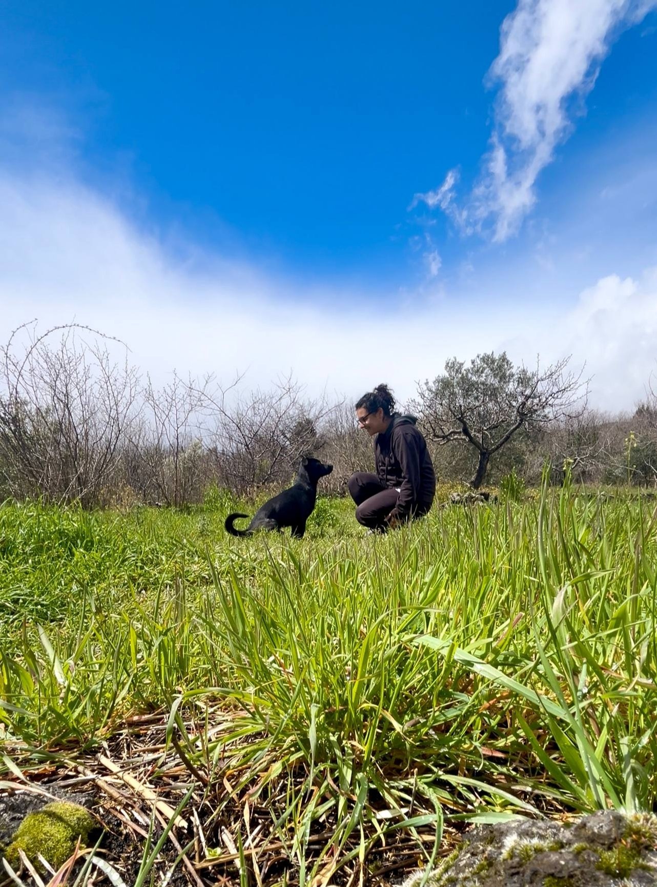 Tiziana e il suo cane sul campo